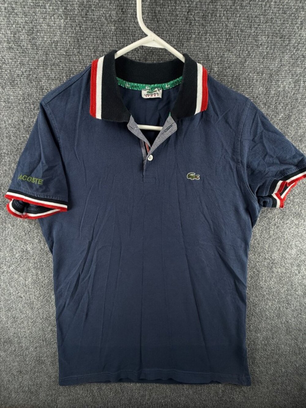 Lacoste Sport XL Polo Women Short Sleeve Croc Logo Cotton Blue Red White Trim